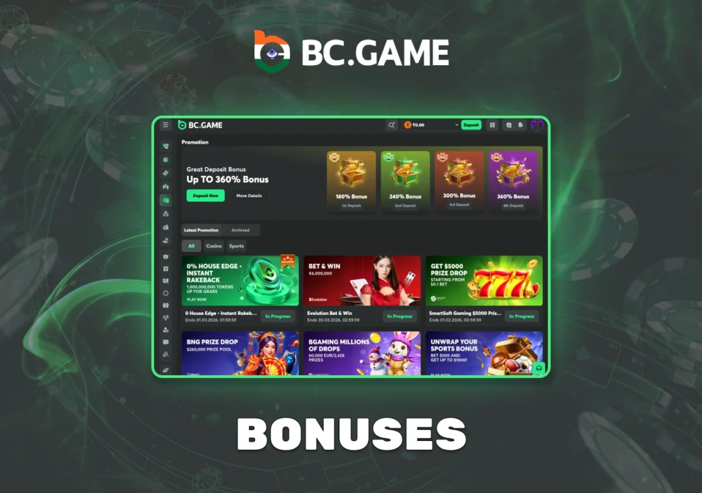 Promo codes and bonuses from BC Game bookmaker