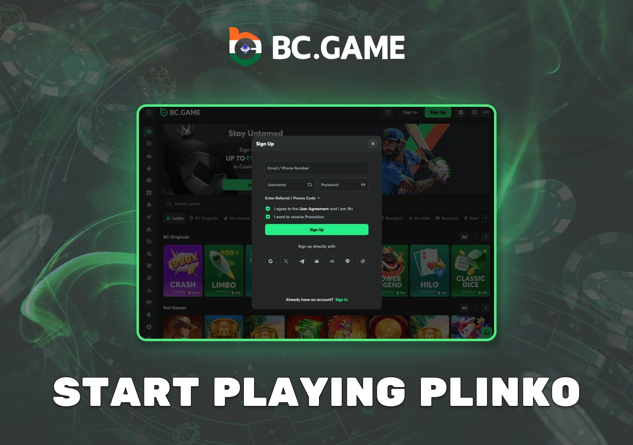 A necessary step to start playing Plinko